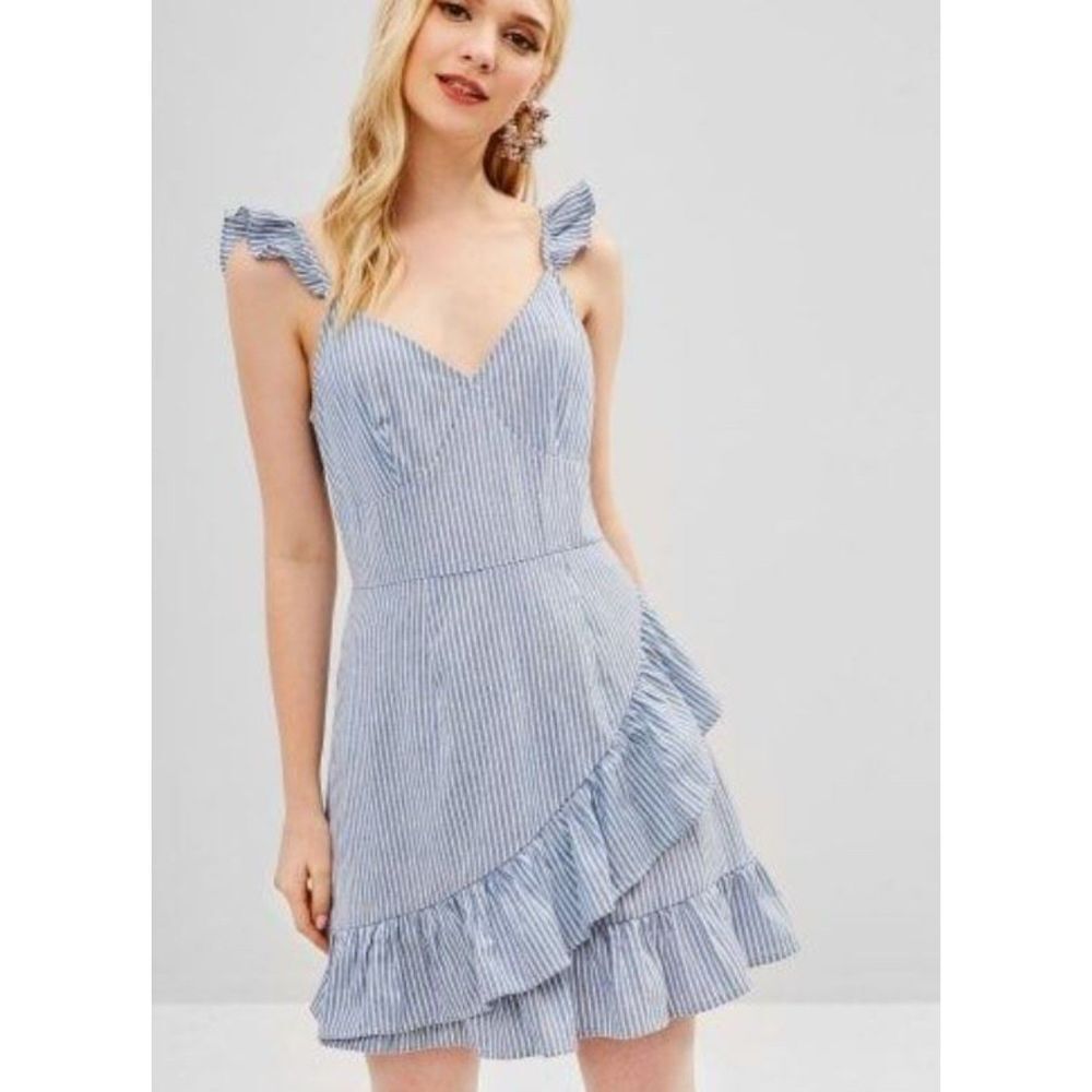 Zaful Blue Striped Mini Dress